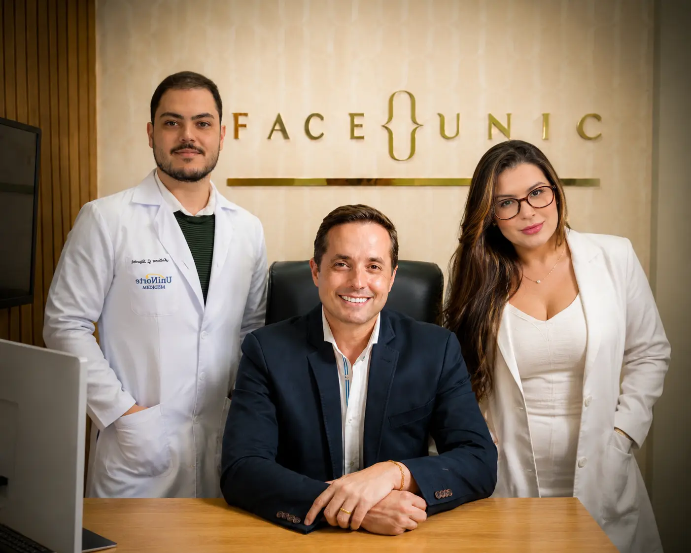 Equipe da clínica Face Unic Dourados na recepção