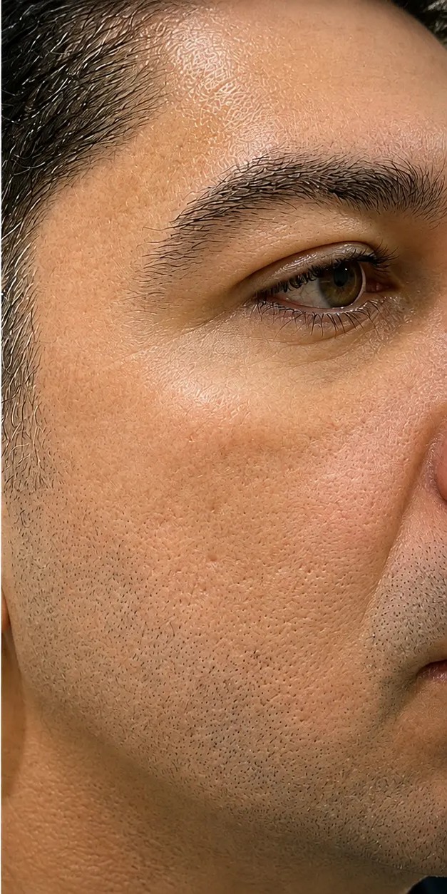 Depois — Textura e cicatrizes de acne