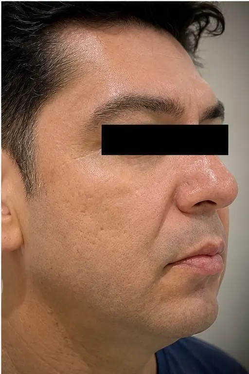 Depois — Qualidade de pele — vista de perfil